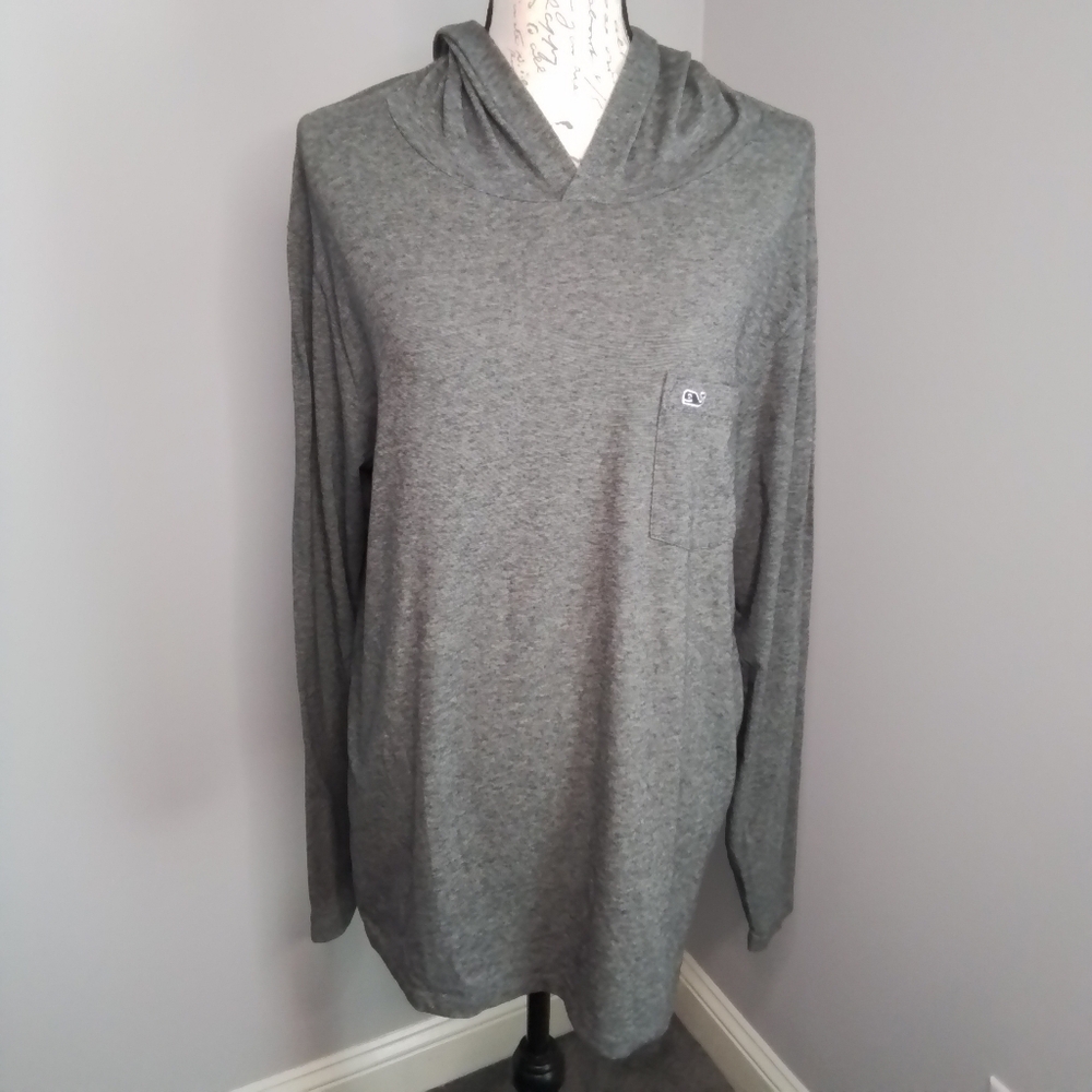 Vineyard Vines Edgartown Performance Long Sleeve Hooded T-shirt Charcoal Gray L